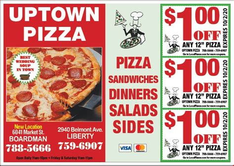 100 Off Any 12” Pizza At Uptown Pizza Boardman Oh