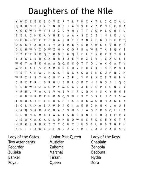 Nile River Word Search