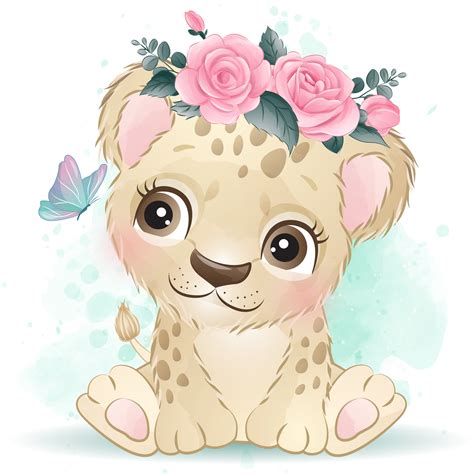 Cute Leopard Clipart With Watercolor Illustration Etsy