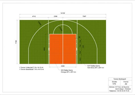 Terrain Multisports Basketball Et Volleyball 7x14m Terrain Sport Fr