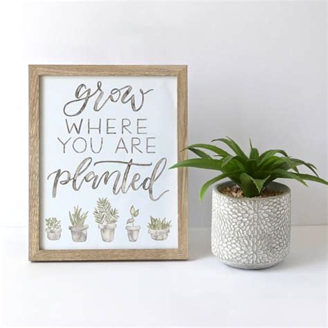 Grow Where You Are Planted Art Print Hand Lettered Print Watercolor