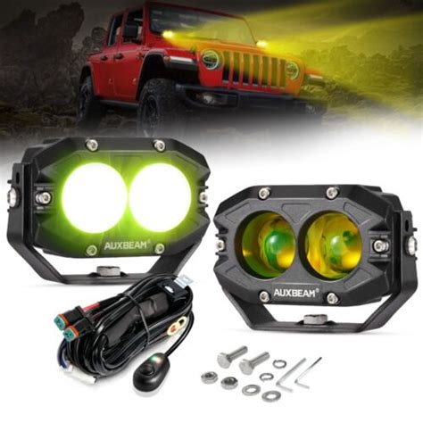 AUXBEAM 4 LED Work Light Bar Spot Pods Amber Yellow 3500K Fog Driving