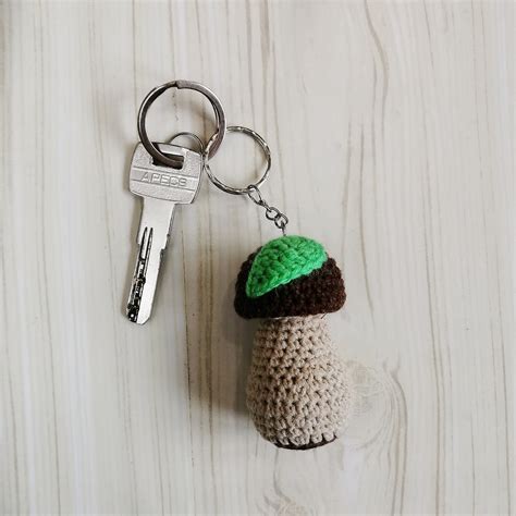 Free Crochet Pattern Crocheted Key Chain Keychain Mushroom Etsy