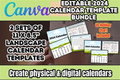 Canva 2024 Calendar Template Bundle Graphic By LumiDigiPrints