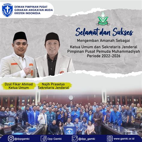 Selamat Untuk Ketum Dan Sekjen PP Pemuda Muhammadiyah 2023 2027 GAMKI