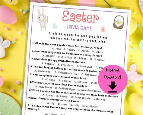 Easter Trivia Easter Trivia Game Easter Printable Easter Game Easter