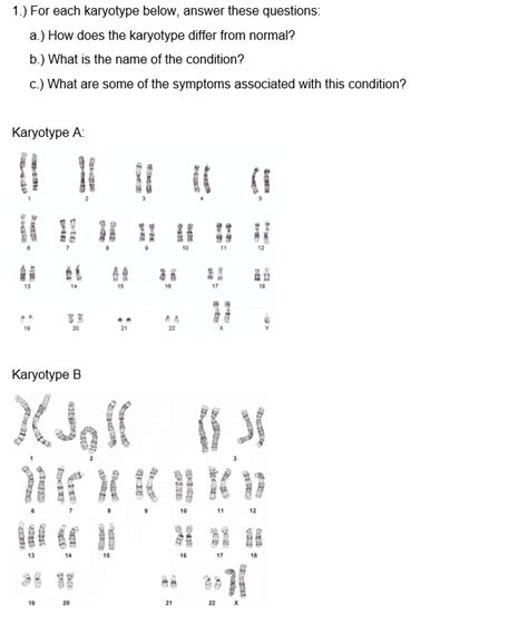 Solved For Each Karyotype Below Answer These Questions Chegg