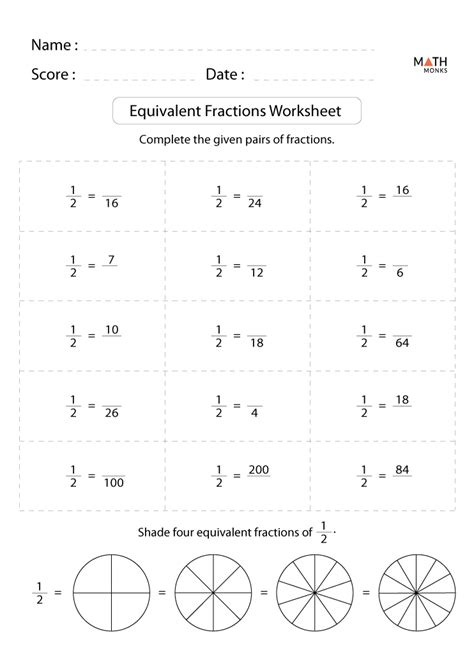 Equivalent Fractions Worksheets Answers