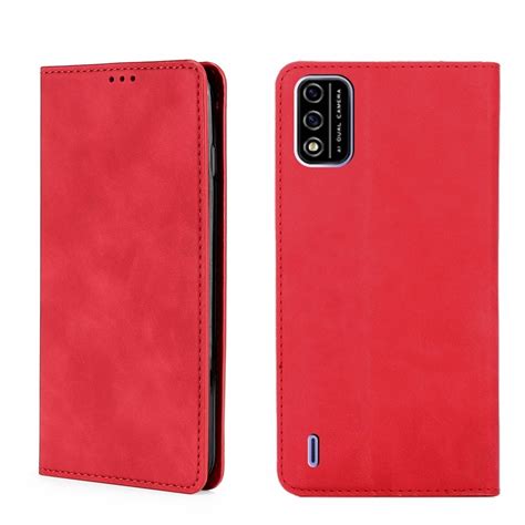 For Itel A48 Skin Feel Magnetic Horizontal Flip Leather Phone Case Red