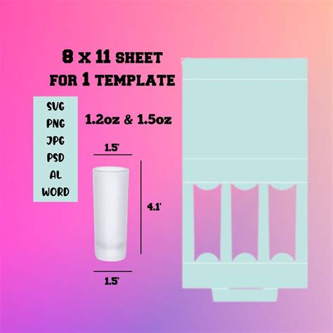 Shot Glass Box Template 1 2oz 1 5 Oz Customize Svg Cut Files Etsy