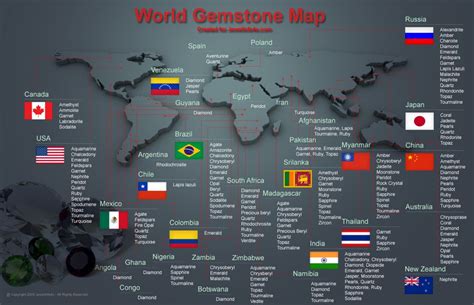 World Map Of Gemstone Sources Infographic Infographic Map Map