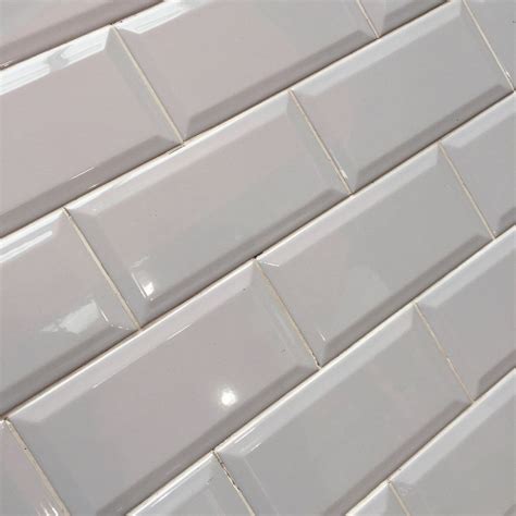 X Cm Metro Light Grey Bevelled Brick Tile By Fabresa Wall Tiles