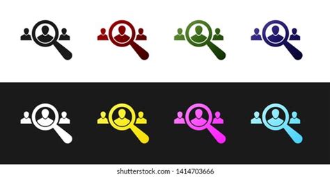 Set Magnifying Glass Search People Icon Stock Vector Royalty Free