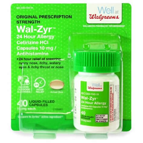 Walgreens Wal Zyr 24 Hour Allergy Liquid Capsules 40 Ct Ralphs