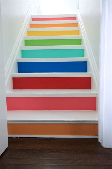 Love Rainbow Stairs For A Bonus Room Staircase Or Basement So