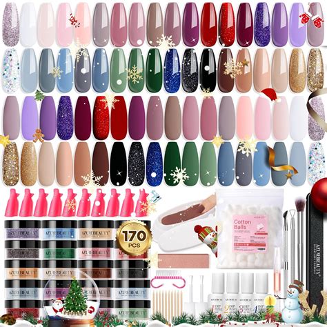 Amazon Pcs Dip Powder Nail Kit Azurebeauty Colors Christmas