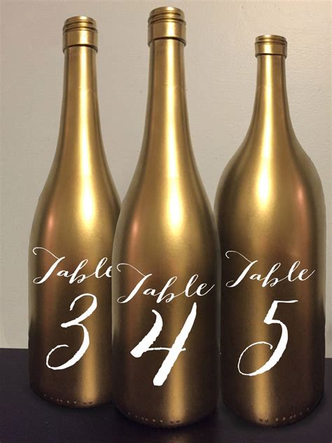 Table Number Wine Bottle Gold Wedding Centerpiece Reception Etsy