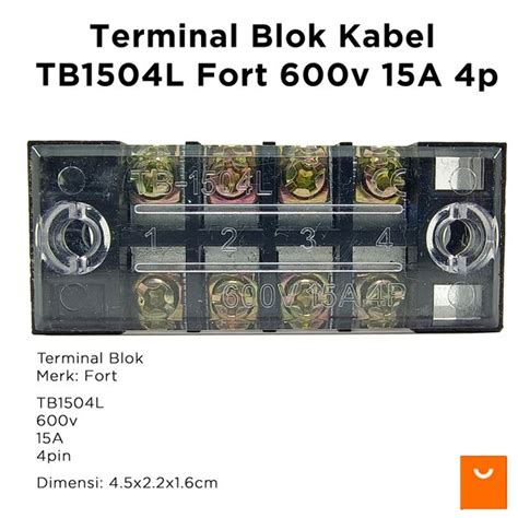 Jual Terminal Blok Kabel TB1504L Fort 600v 15A 4p Terminal Blocks Di