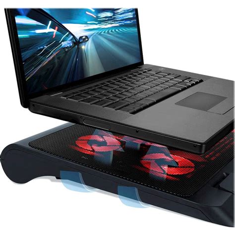 ENHANCE Gaming Laptop Cooling Pad Stand with LED Cooler Fans Red ...