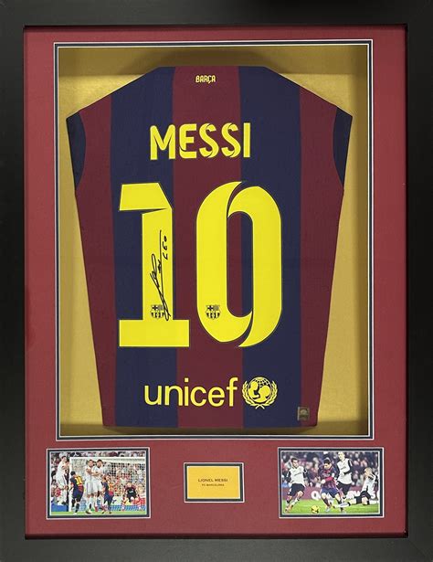 Lionel Messi Personally Signed 34×24″ Framed Barcelona Fc Name And Number Football Shirt