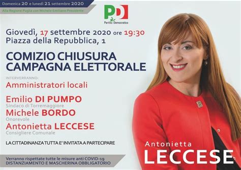 Il 17 Settembre Alle 19 30 Comizio Di Chiusura Dem Della Campagna