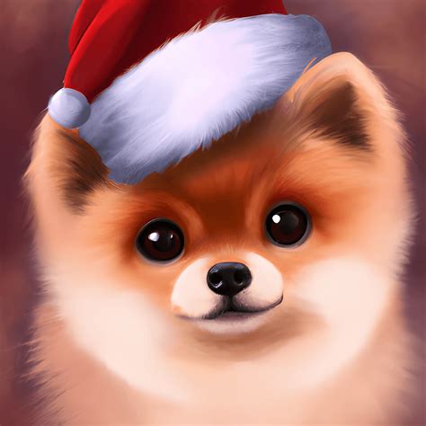 Cute Fluffy Pomeranian In Santa Hat Creative Fabrica