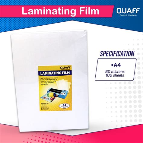 Short A4 Long Size QUAFF Laminating Film Pouch Hot Lamination