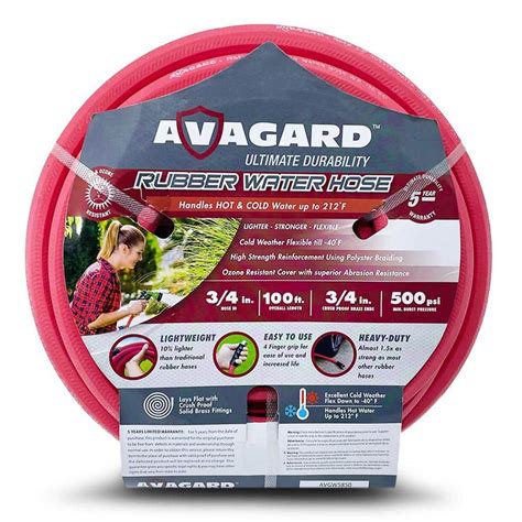 Avagard 34 In X 100 Ft Heavy Duty Rubber Water Hose Avgw34100 The