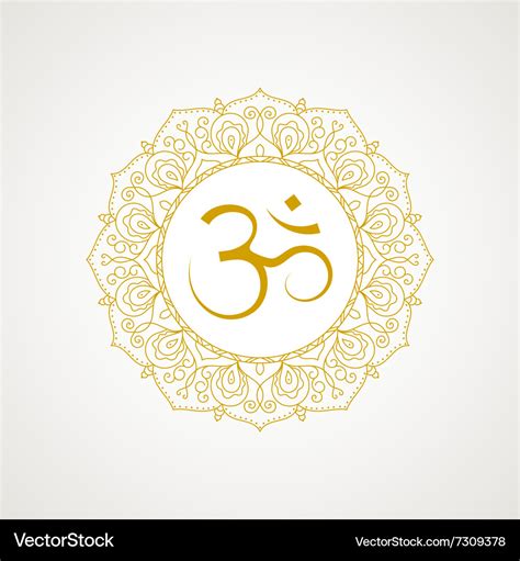 Golden Om Symbol In Royalty Free Vector Image Vectorstock