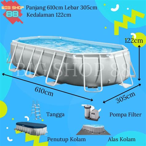 Jual Intex 26798 Kolam Renang Portable Prism Frame Pool Set 6m 6meter 6 Meter 610x305x122 Cm