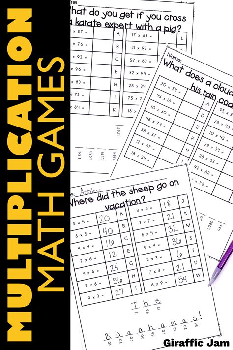 Free Printable Multiplication Games 4th Grade