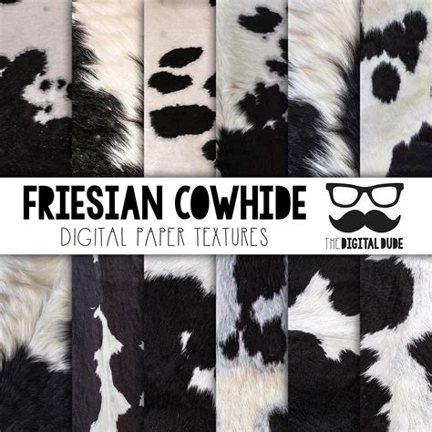 Premium Digital Paper Set Friesian Cowhide Digital Paper Scrapbook