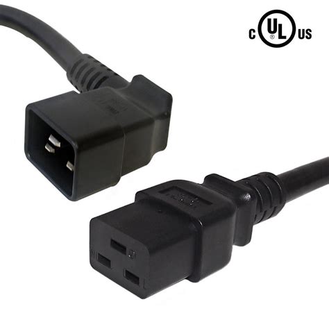 Iec C19 To Iec C20 Right Angle Power Cable 12awg Sjt