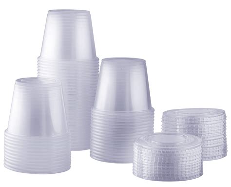100 Sets 55 Oz Plastic Disposable Portion Cups With Lids Souffle