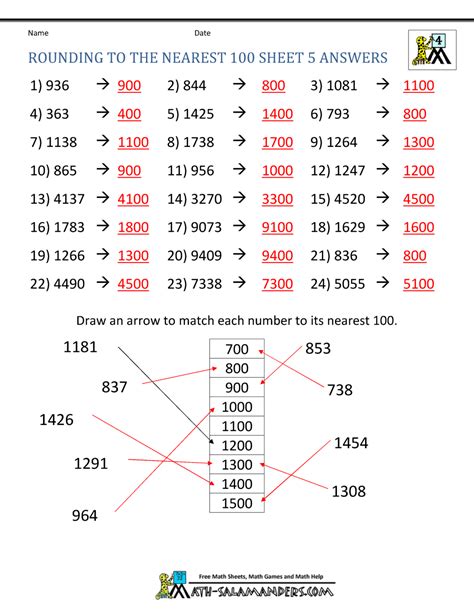 Round To The Nearest And Worksheet