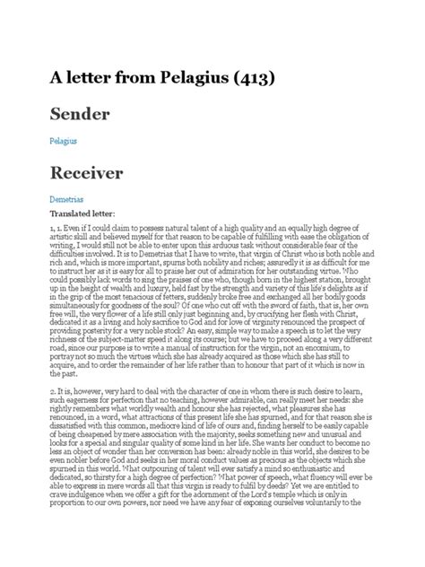 A Letter From Pelagius Pdf Conscience Virtue