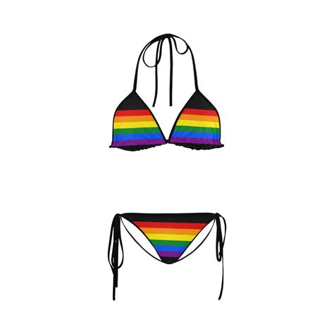 Gay Pride Rainbow Flag Stripes Custom Bikini Swimsuit Id D347230