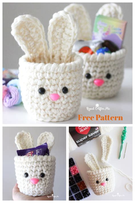 Mini Easter Bunny Basket Crochet Patterns