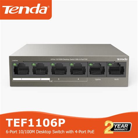 Jual Tenda TEF1106P 4 63W 6 Port 10 100M Desktop Switch 4 Port PoE