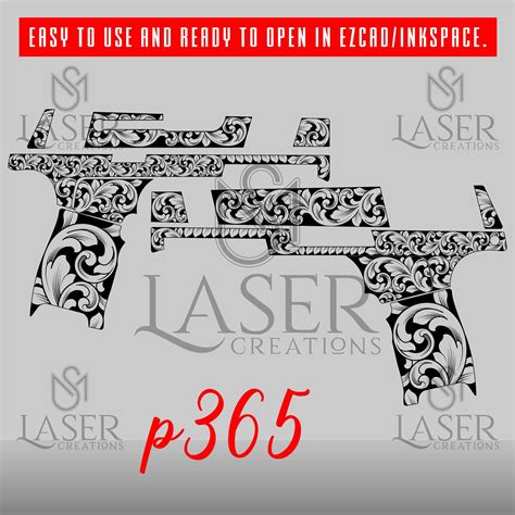 Sig Sauer P365 Scroll Design Gun Engraving Files Pistol Engrave Vector Scroll Desing Laser