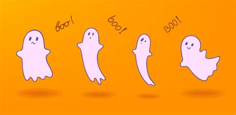 Set Of Ghost Character Vector Illustration For Halloween With Cute