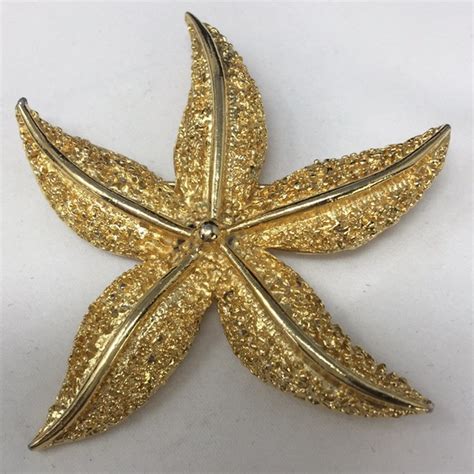 Jewelry Vintage Starfish Pin Textured Gold Tone Finish Poshmark