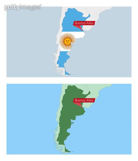 Argentina Map With Pin Of Country Capital Two Types Of Argentina Map