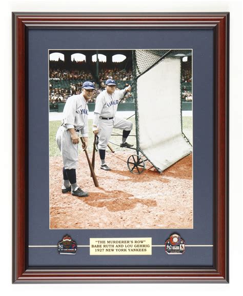 Babe Ruth And Lou Gehrig Yankees Custom Framed Display With 2 Official 1927 And 1928 World