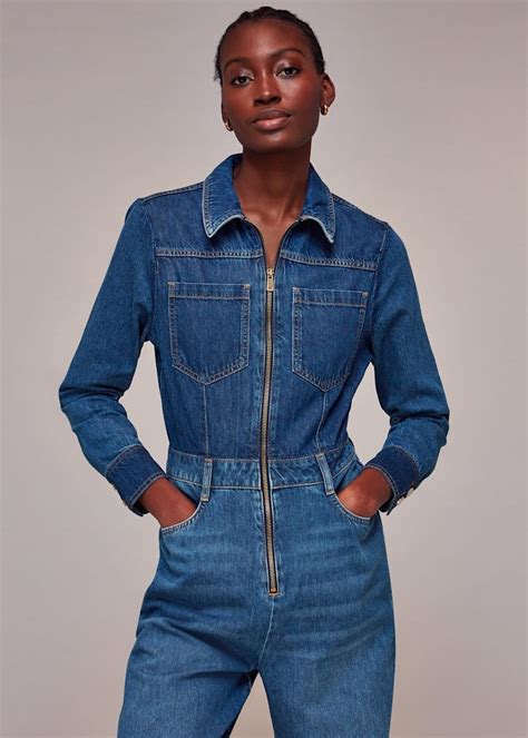 Denim Elliot Patchwork Boilersuit Whistles Whistles Uk