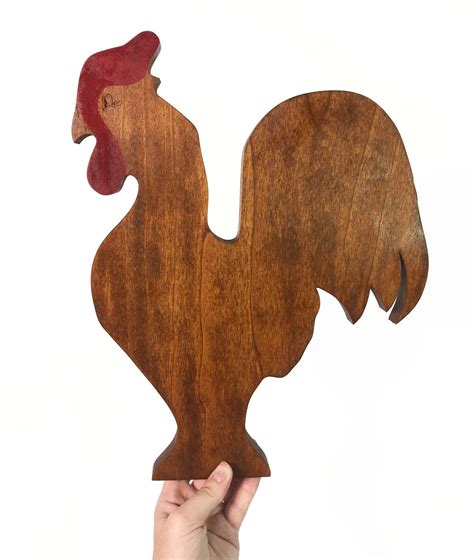 Vintage Wood Rooster Chicken Wall Hanging Home Decor Wood Shabby Or