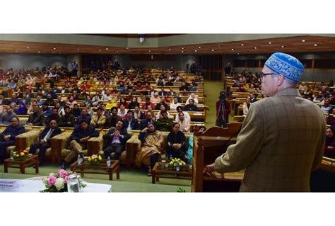 Cm Omar Abdullah Addressing An Event At Skicc Daily Excelsior