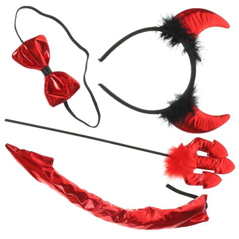 Halloween Devil Horn Headband Set Cosplay Kit Party Costume Supplies