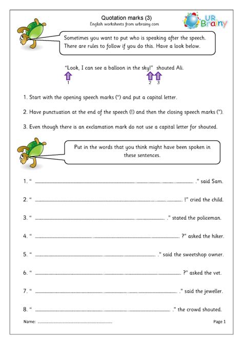 Quotation Marks Sentences Worksheet