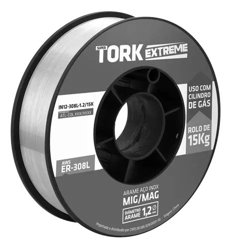 Arame Para Solda Mig Inox Uso Gás 1 2mm Rolo 15kg Tork